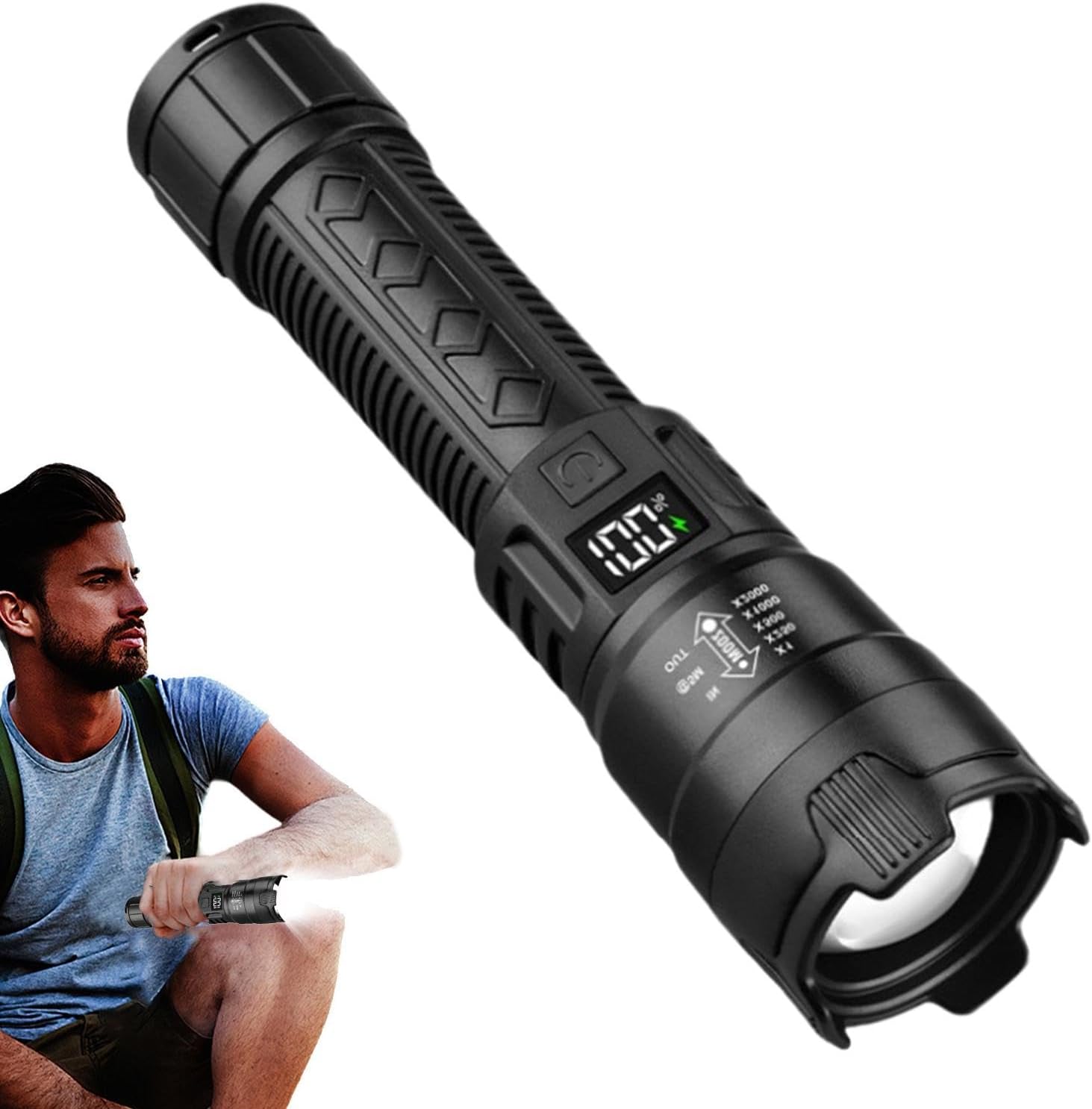 Outdoor Adventure Trips - 戦術的な LED 懐中電灯 2000LM USB 充電式防水グレードズームトーチ明るいポータブル緊急ライトキャンプ屋外用