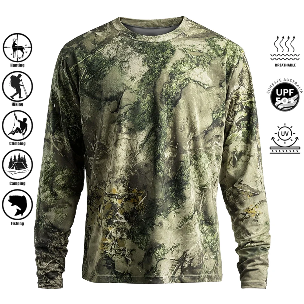 メンズ長袖Tシャツ、ポリエステル素材、3Dプリント迷彩柄、U - Outdoor Adventure Trips のレビューと価格