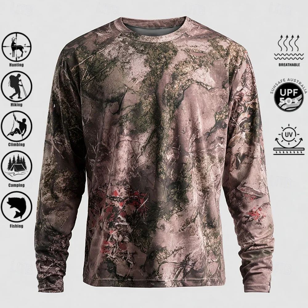 メンズ長袖Tシャツ、ポリエステル素材、3Dプリント迷彩柄、U - Outdoor Adventure Trips のレビューと価格